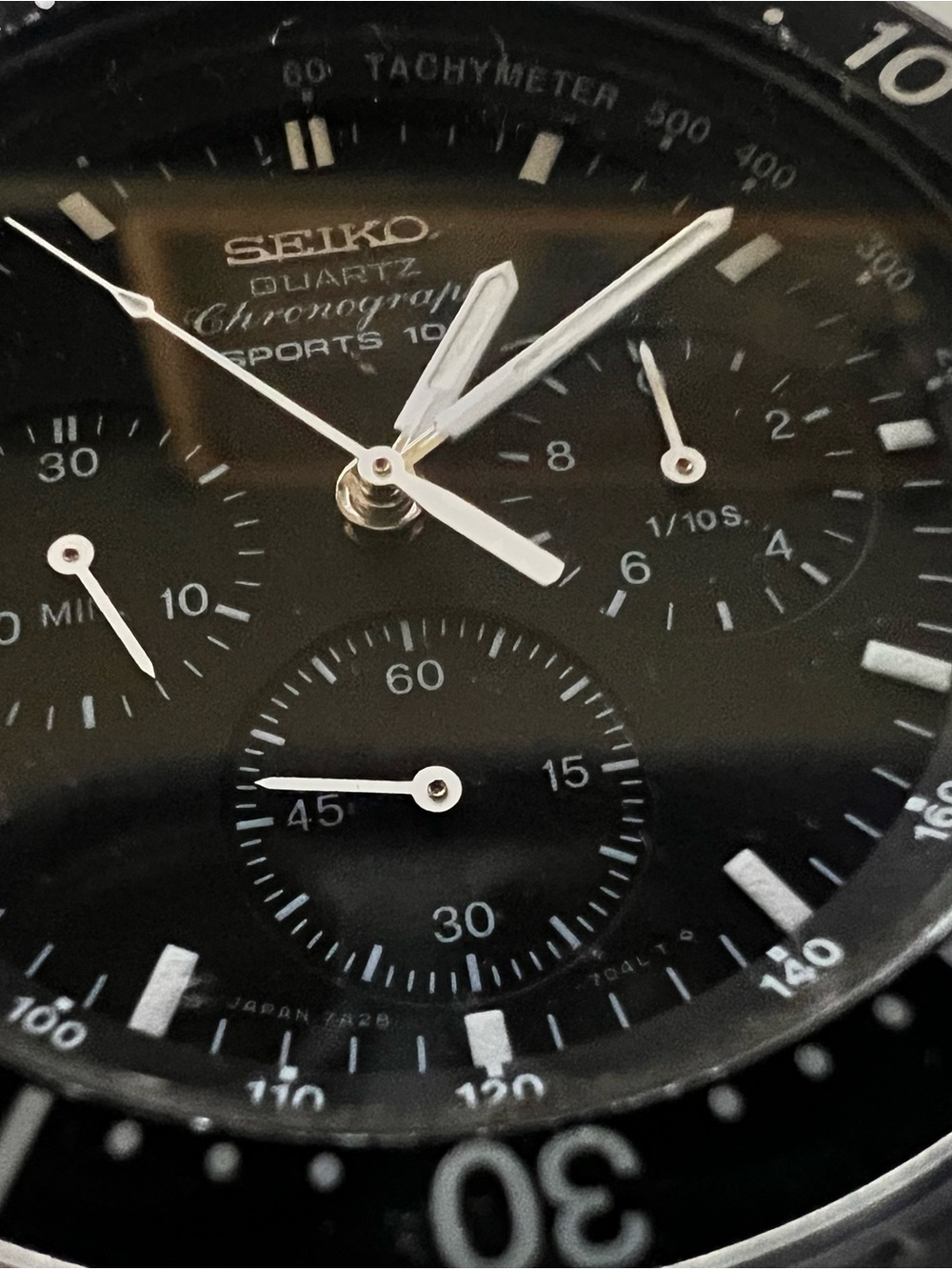 Vintage Oct 1983 Seiko 7A28-7049 Chronograph Quartz Sports 100 Watch - Serviced